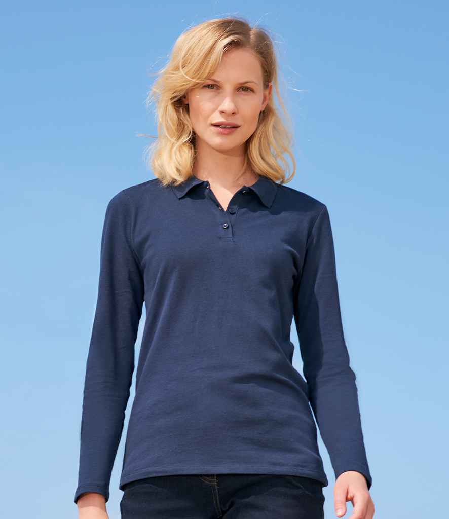 02083 SOL'S Ladies Perfect Long Sleeve Piqué Polo Shirt