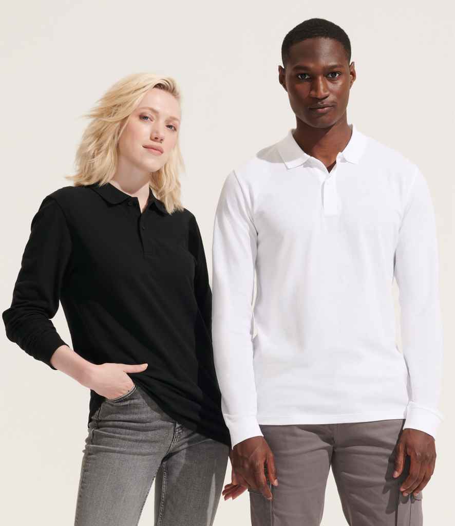 04241 SOL'S Unisex Planet Long Sleeve Piqué Polo Shirt