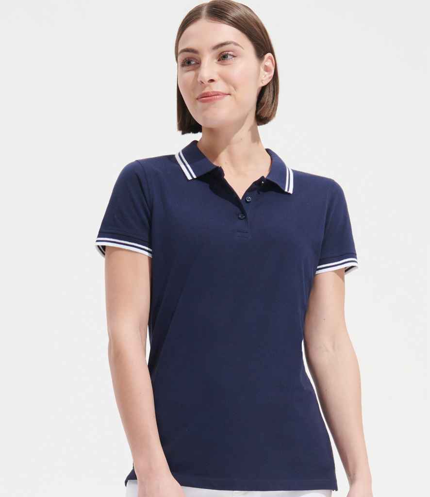 10578 SOL'S Ladies Pasadena Tipped Cotton Piqué Polo Shirt