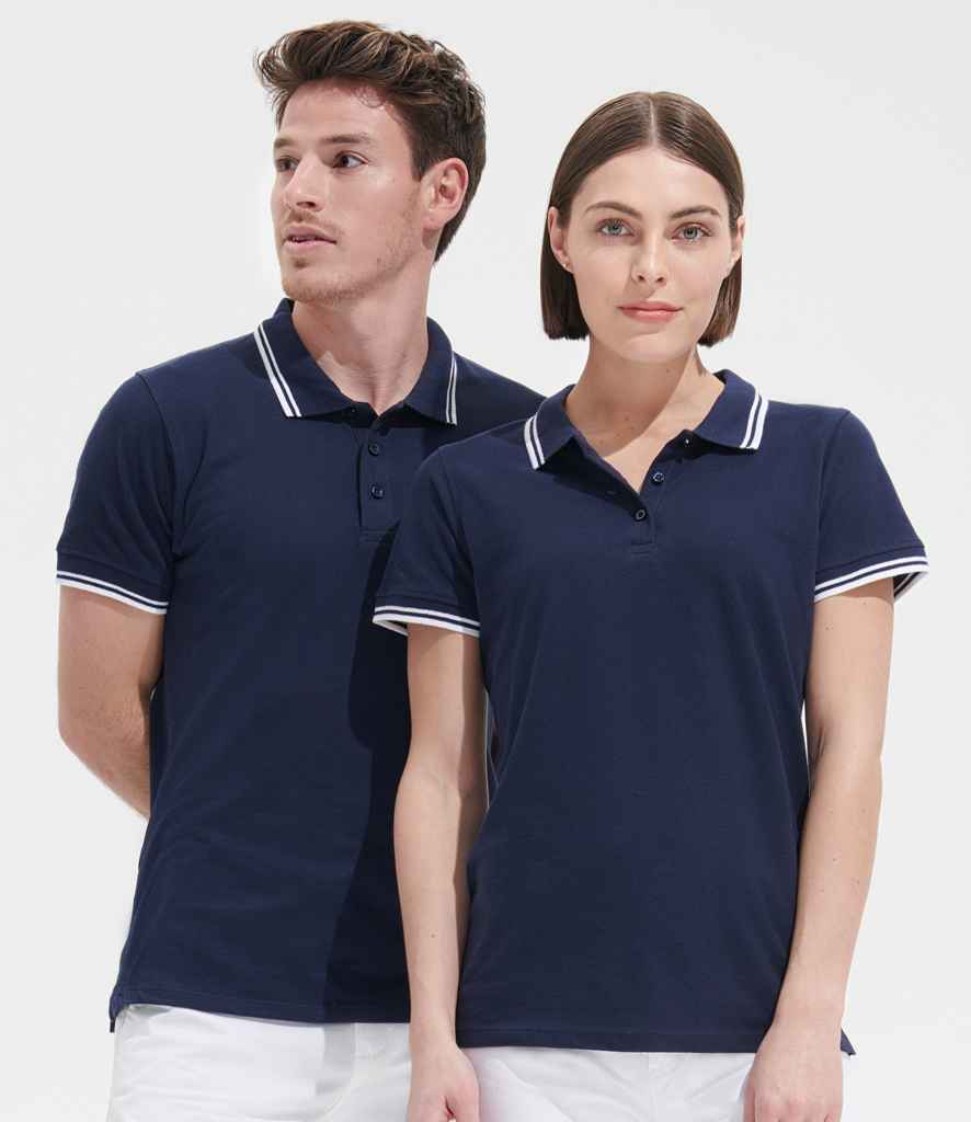 10578 SOL'S Ladies Pasadena Tipped Cotton Piqué Polo Shirt