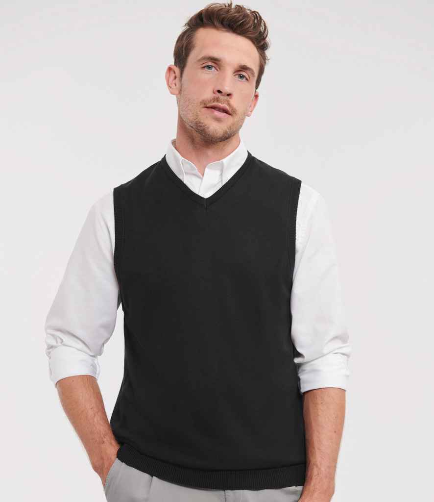 716M Russell Collection Sleeveless Cotton Acrylic V Neck Sweater