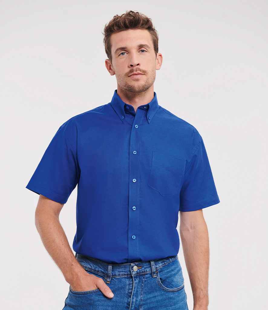933M Russell Collection Short Sleeve Easy Care Oxford Shirt