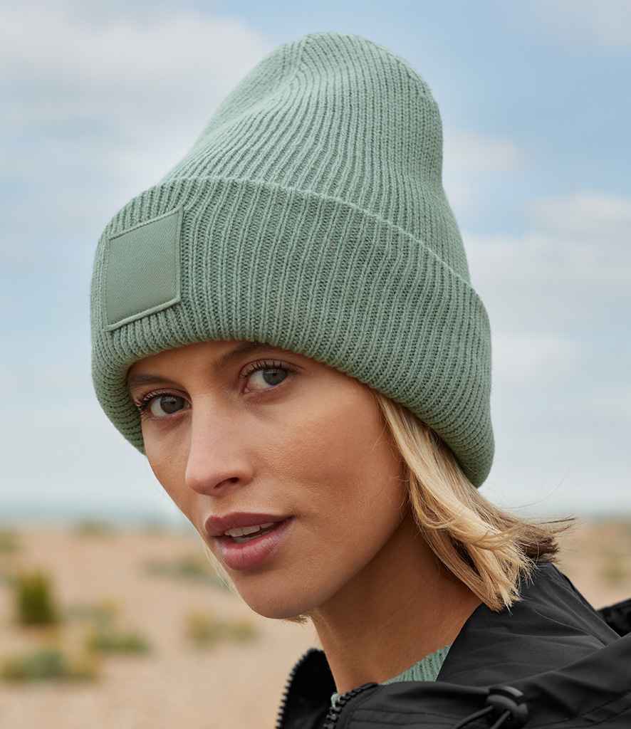BB336R Beechfield Deep Cuff Tonal Patch Beanie