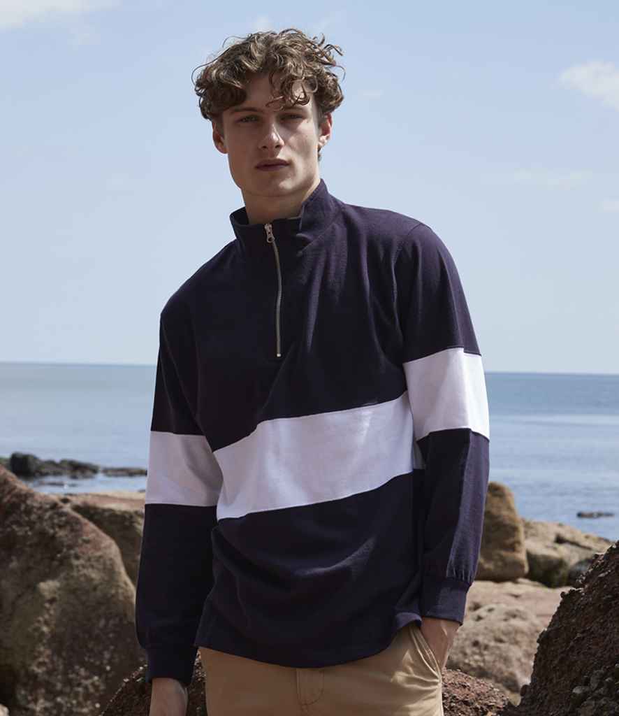 FR006 Front Row Panelled 1/4 Zip Neck Top