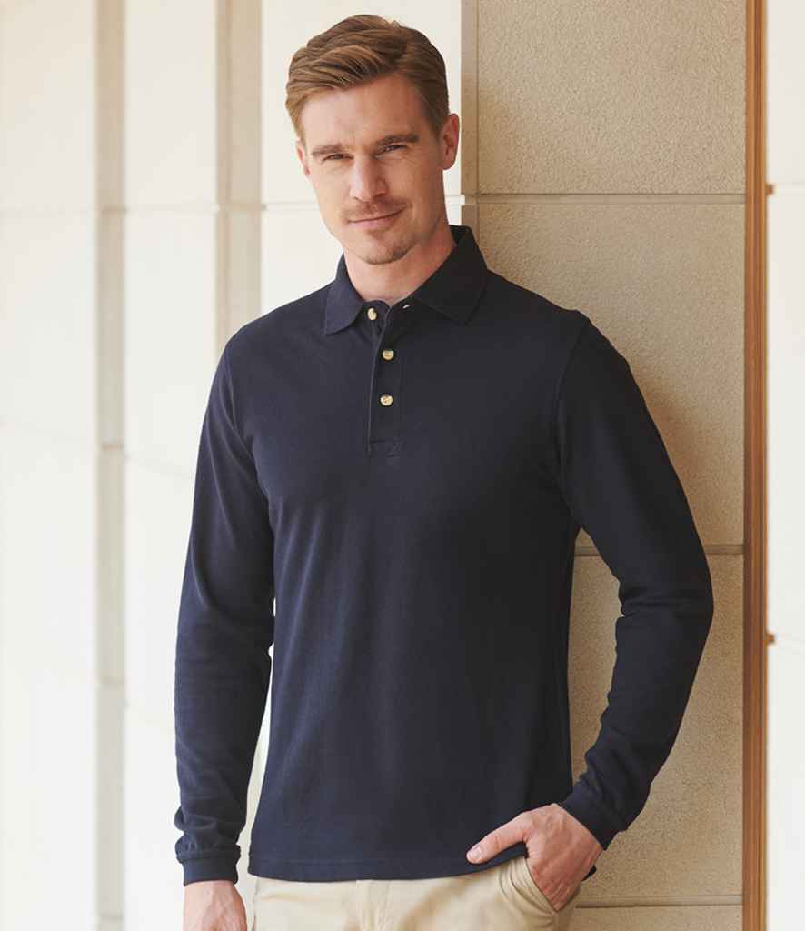 H105 Henbury Long Sleeve Cotton Piqué Polo Shirt