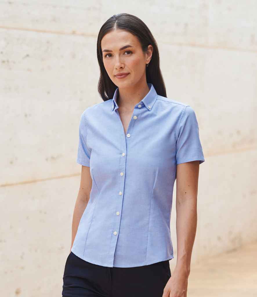 H518R Henbury Ladies Modern Short Sleeve Regular Fit Oxford Shirt