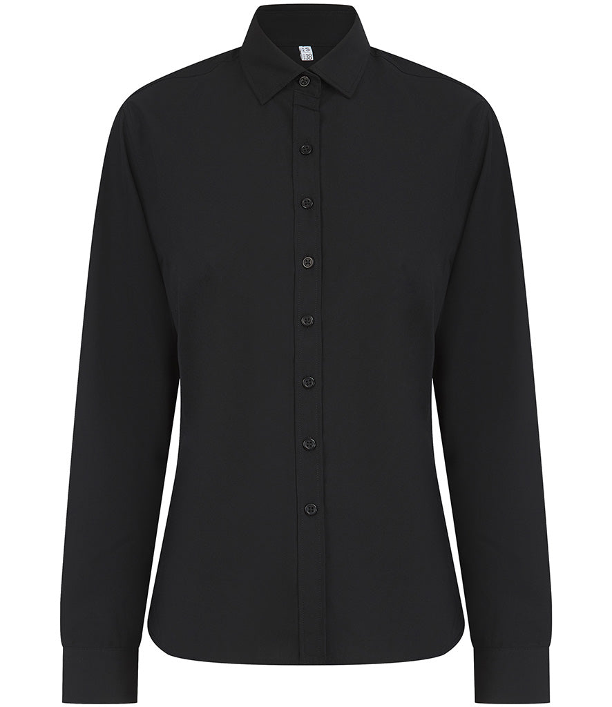 H583 Henbury Ladies Long Sleeved Cotton Feel Coolplus® Shirt