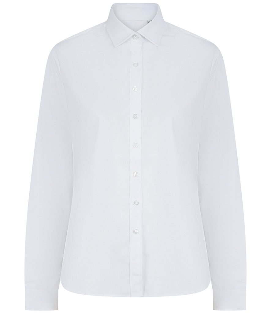 H583 Henbury Ladies Long Sleeved Cotton Feel Coolplus® Shirt