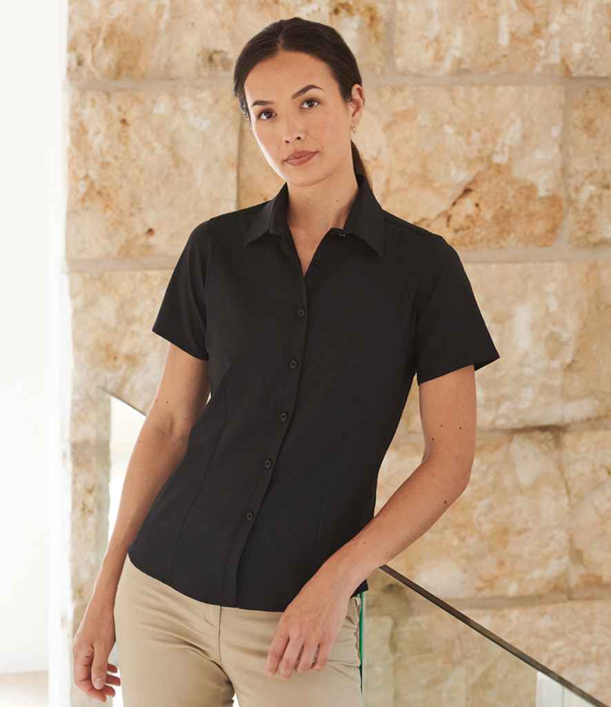 H596 Henbury Ladies Short Sleeve Wicking Shirt