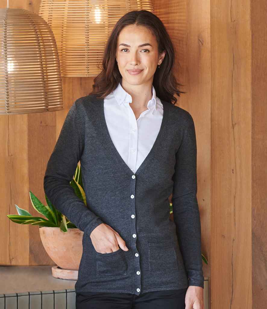 H723 Henbury Ladies Cotton Acrylic V Neck Cardigan