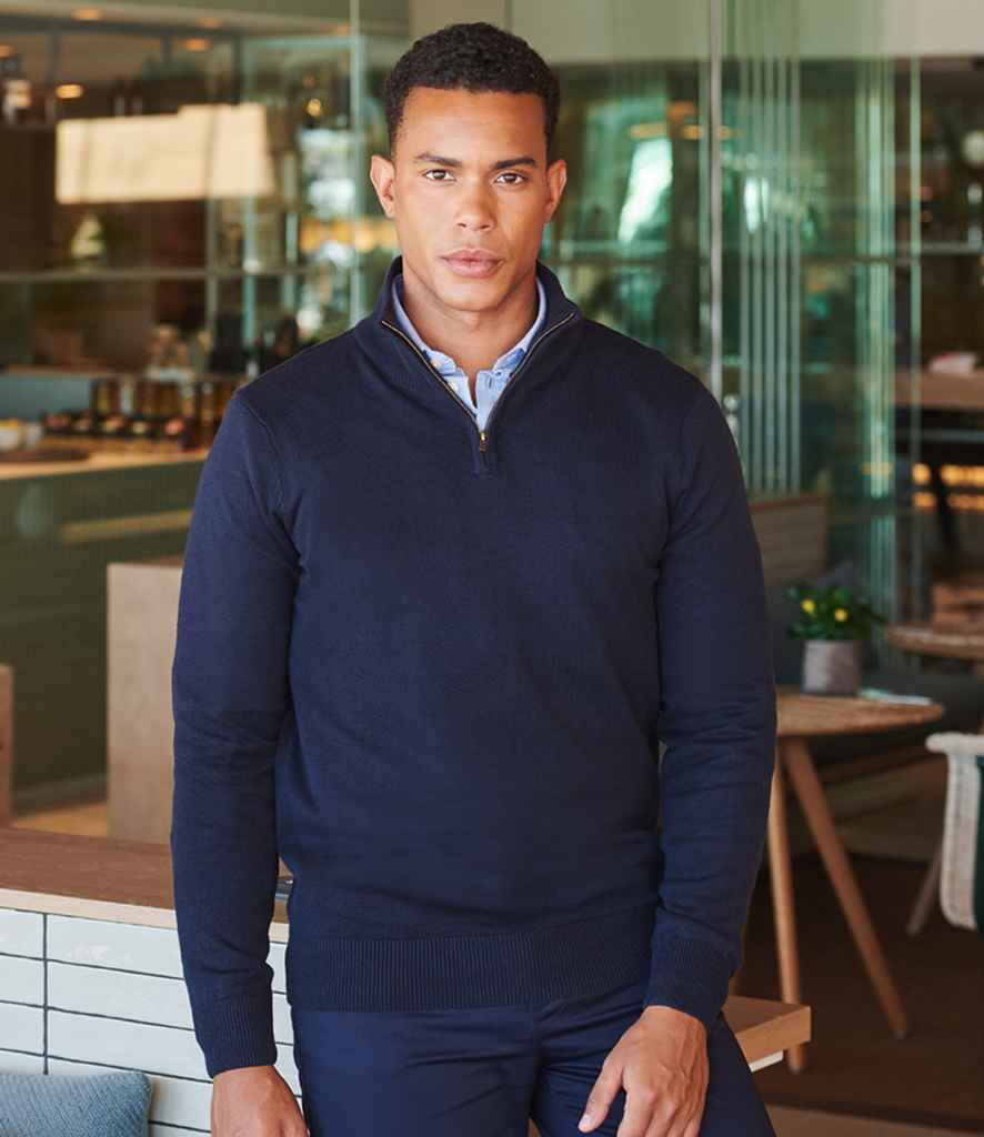 H729 Henbury Zip Neck Sweater