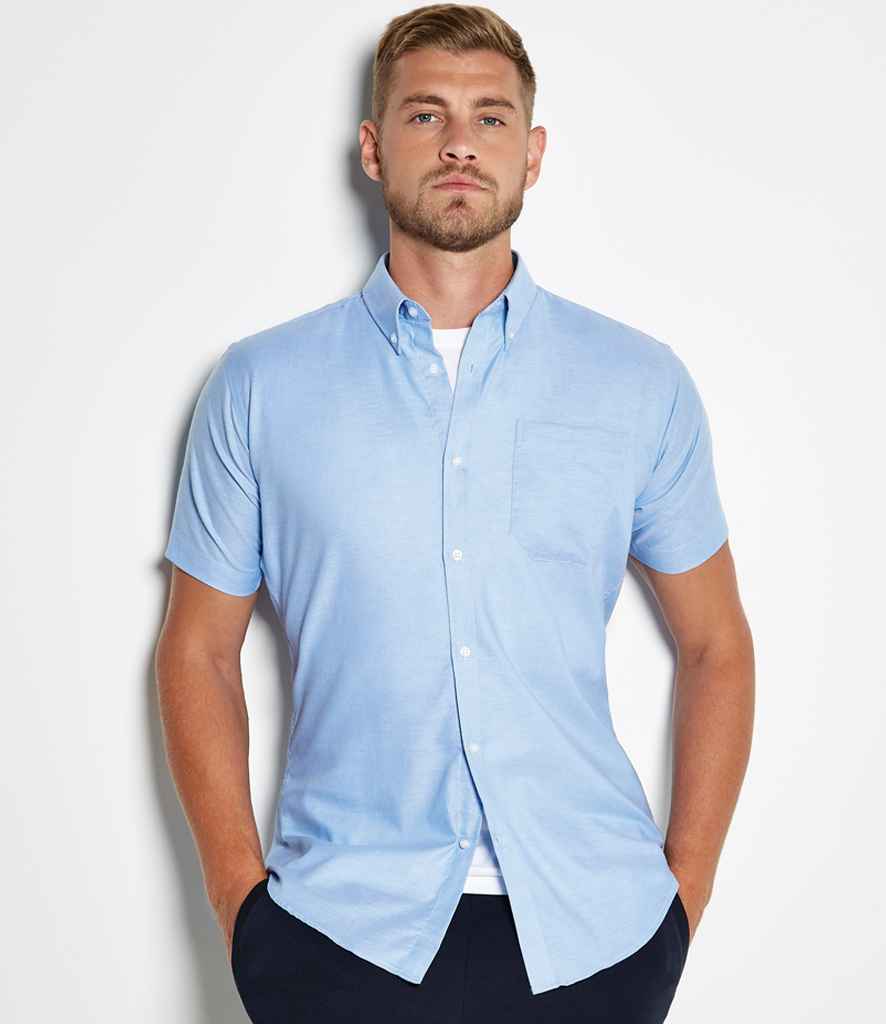K183 Kustom Kit Short Sleeve Slim Fit Oxford Shirt