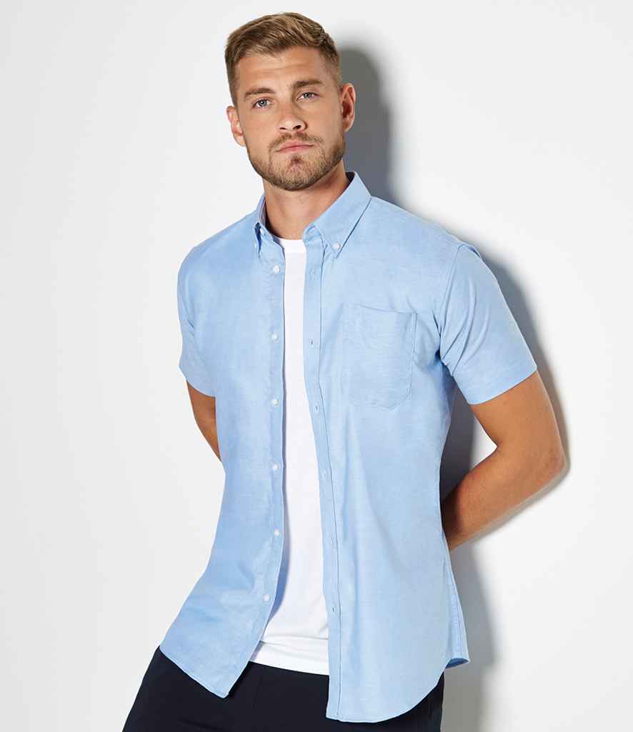 K183 Kustom Kit Short Sleeve Slim Fit Oxford Shirt