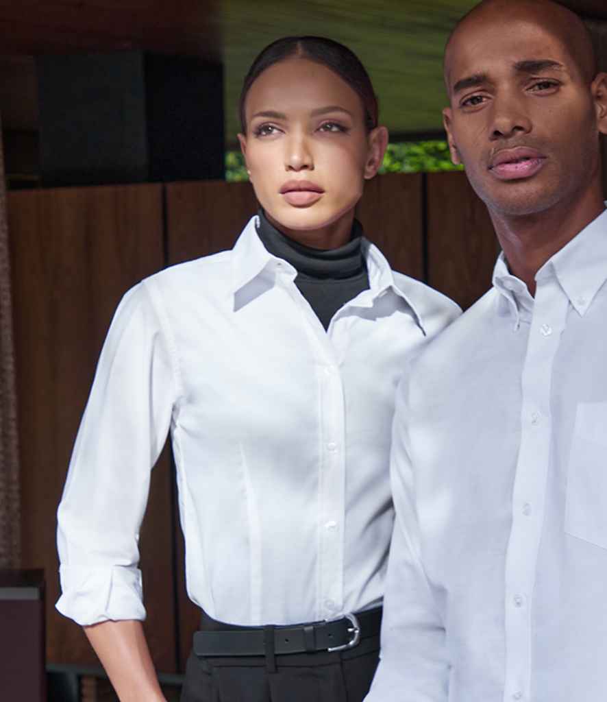 K361 Kustom Kit Ladies Long Sleeve Tailored Workwear Oxford Shirt