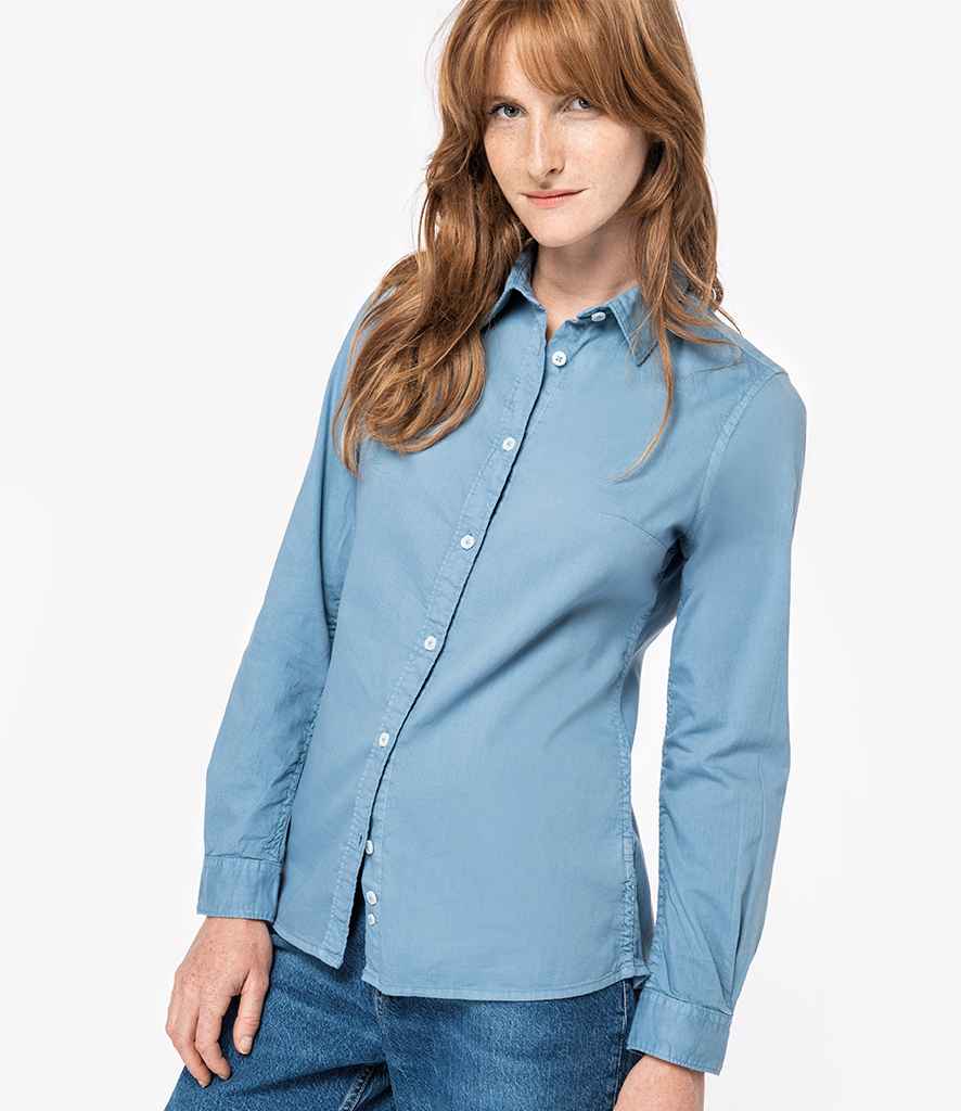NS503 Native Spirit Ladies Washed Long Sleeve Shirt