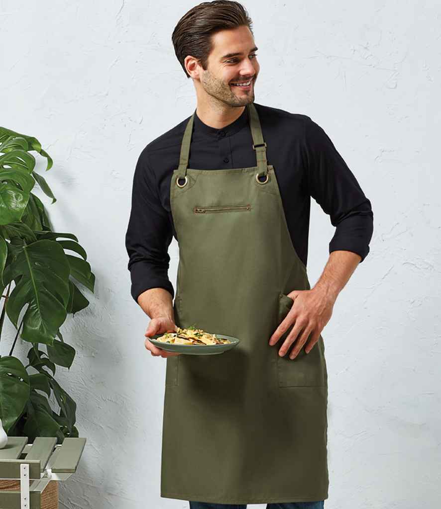 PR121 Premier Barley Contrast Stitch Bib Apron