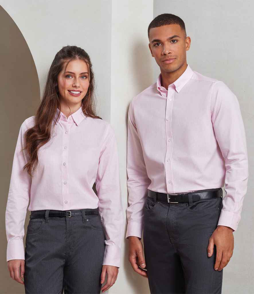 PR338 Premier Ladies Long Sleeve Striped Oxford Shirt