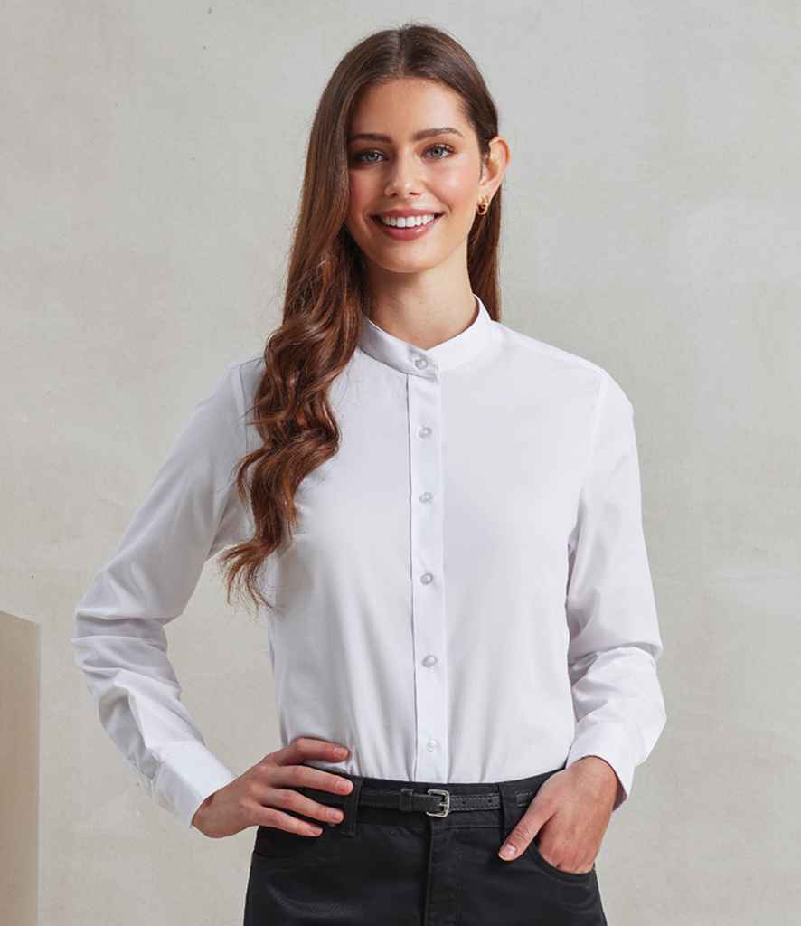 PR358 Premier Ladies Banded Collar Grandad Shirt