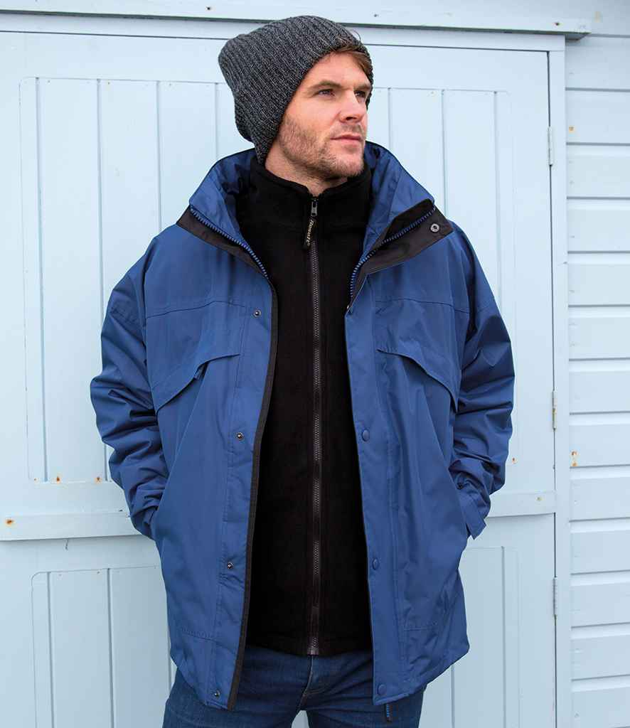 RS68 Result 3-in-1 Waterproof Zip and Clip Fleece Lined Jacket