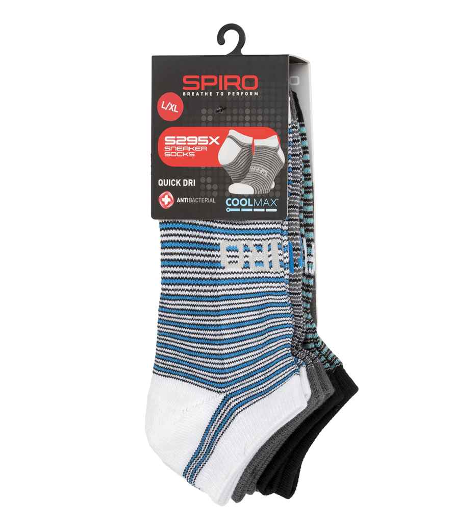SR295 Spiro 3 Pack Mixed Stripe Sneaker Socks