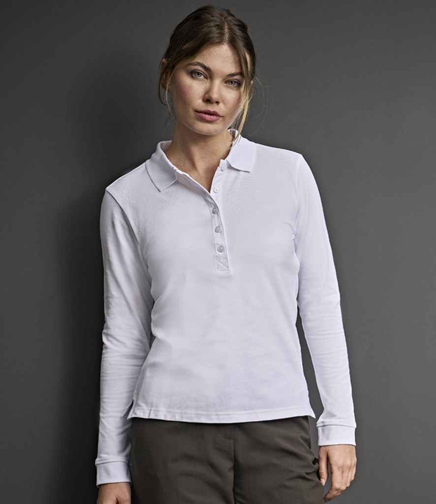 T146 Tee Jays Ladies Luxury Stretch Long Sleeve Polo Shirt