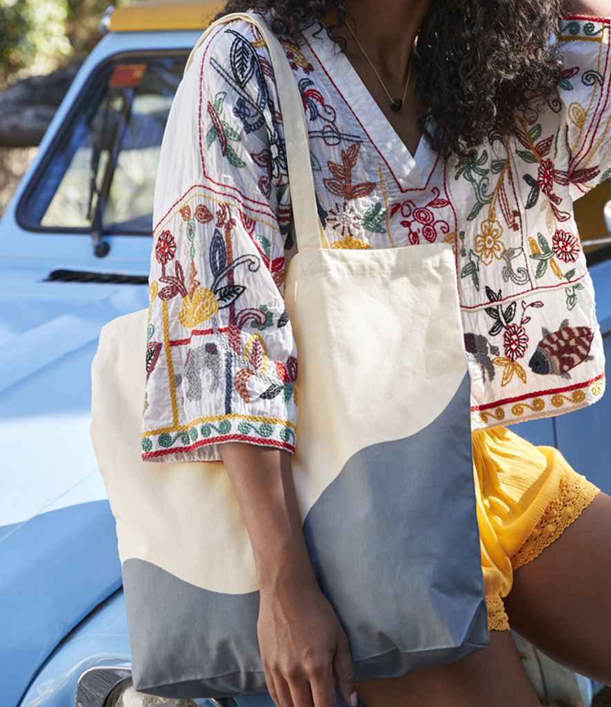 W235 Westford Mill Organic Cotton Wave Print Maxi Tote Bag