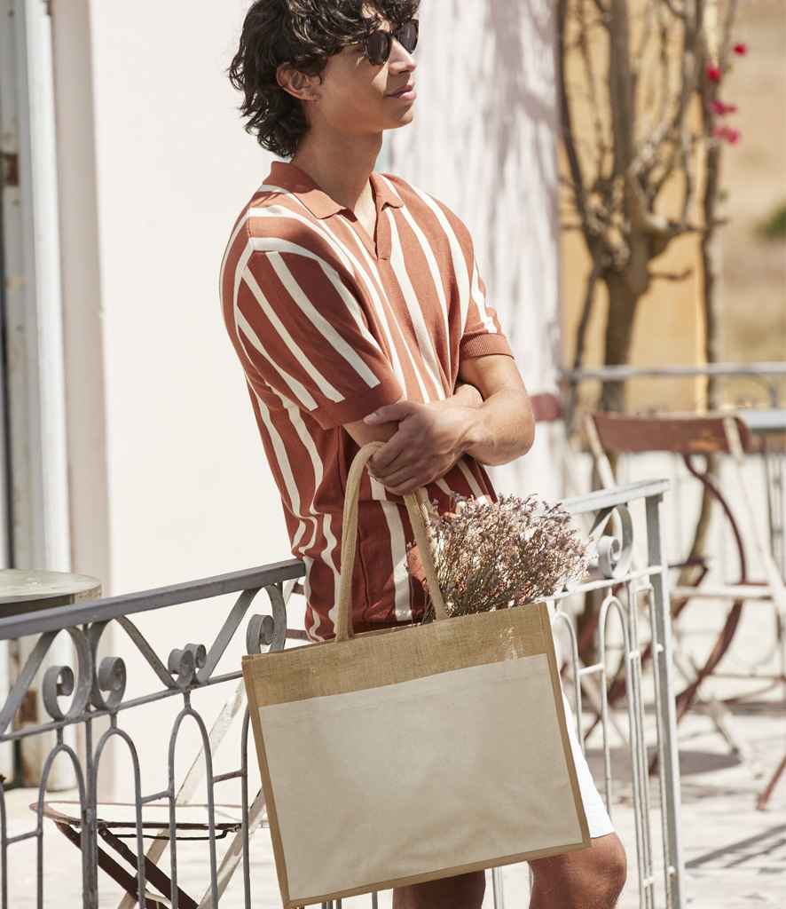 W480 Westford Mill Cotton Pocket Natural Starched Jute Shopper