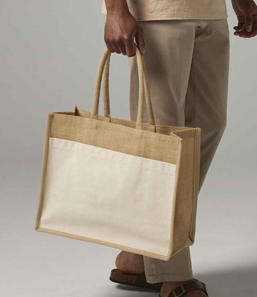 W480 Westford Mill Cotton Pocket Natural Starched Jute Shopper