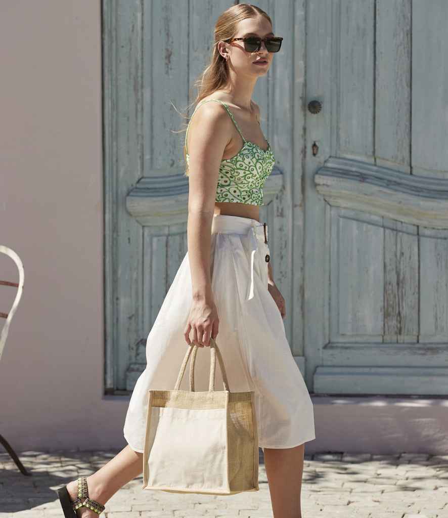 W483 Westford Mill Cotton Pocket Natural Starched Jute Midi Tote Bag