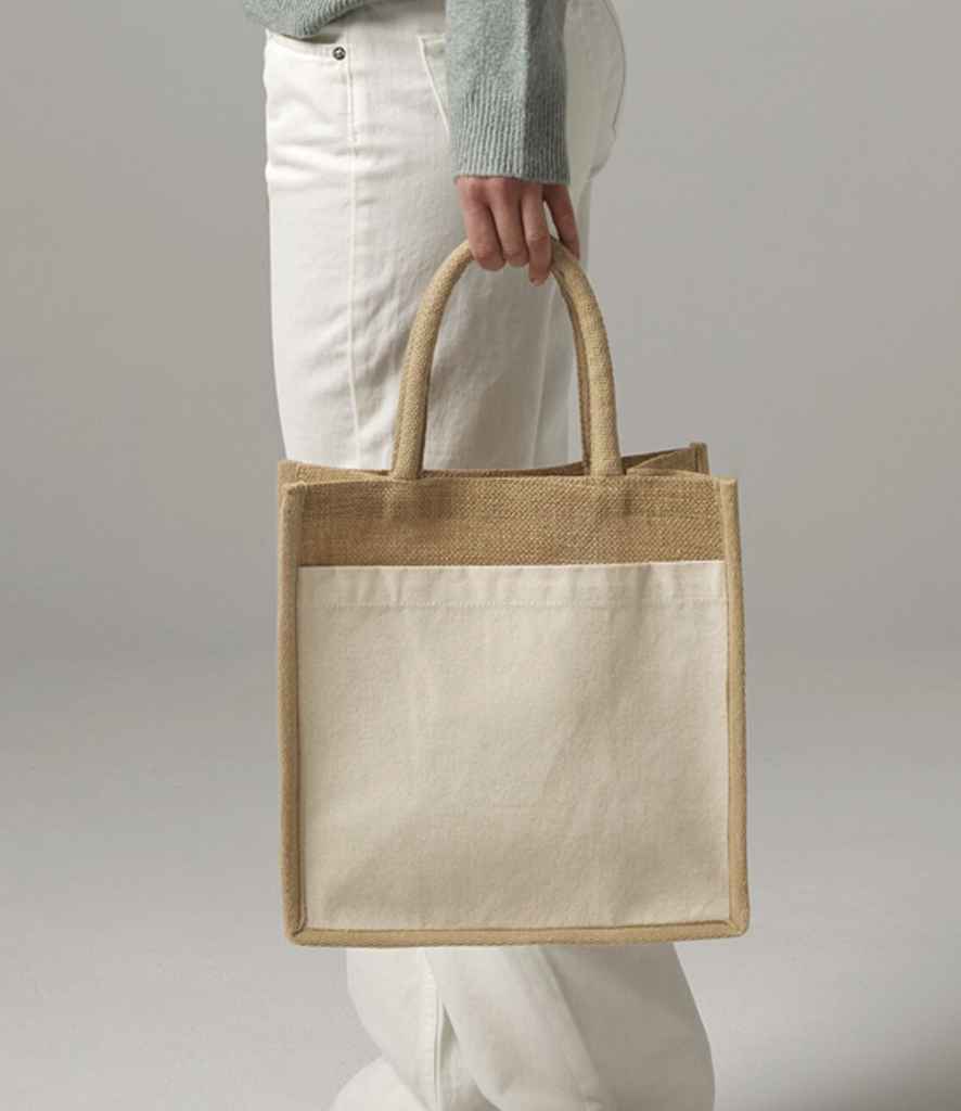 W483 Westford Mill Cotton Pocket Natural Starched Jute Midi Tote Bag