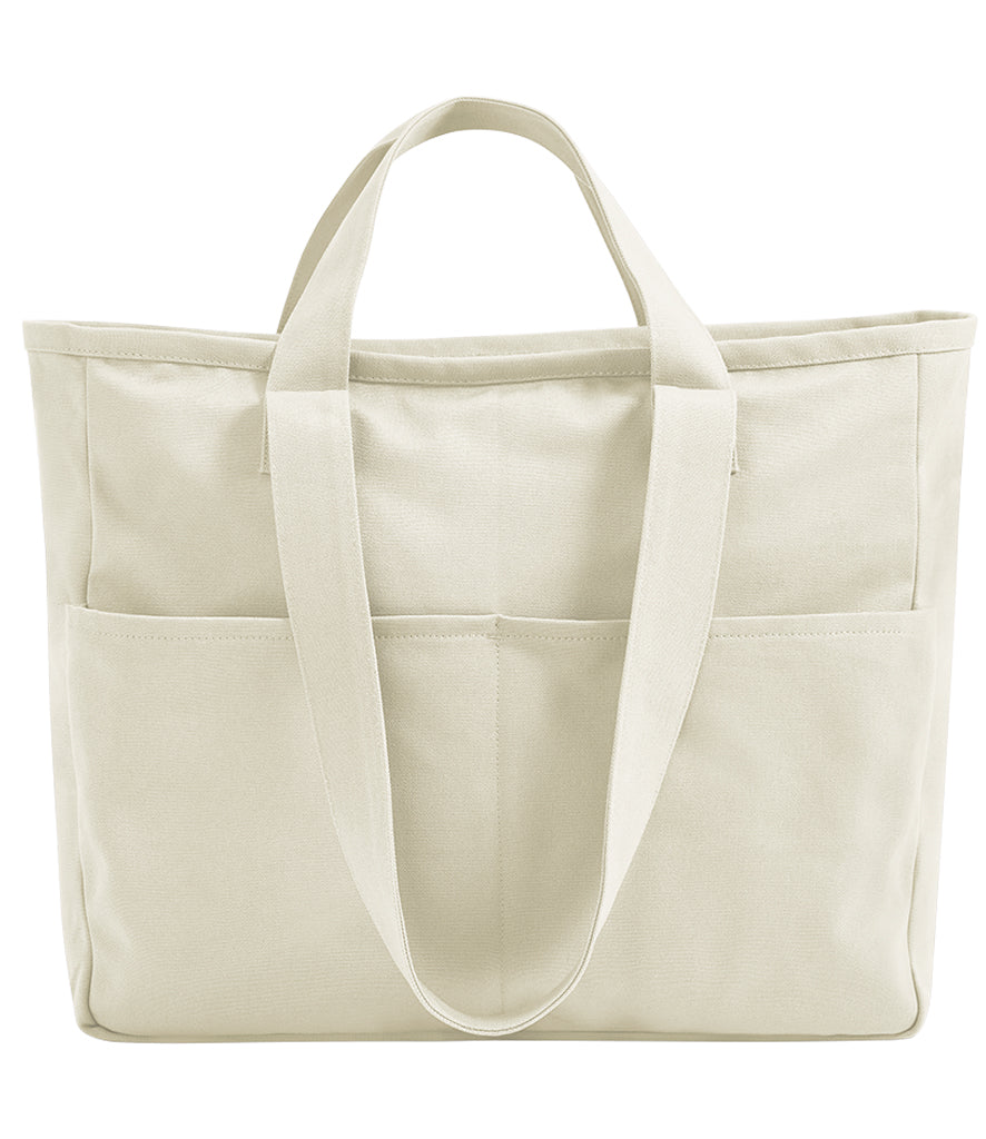W604 Westford Mill Double Handle Cargo Pocket Tote Bag