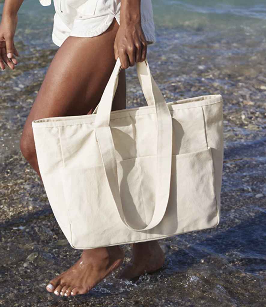 W604 Westford Mill Double Handle Cargo Pocket Tote Bag