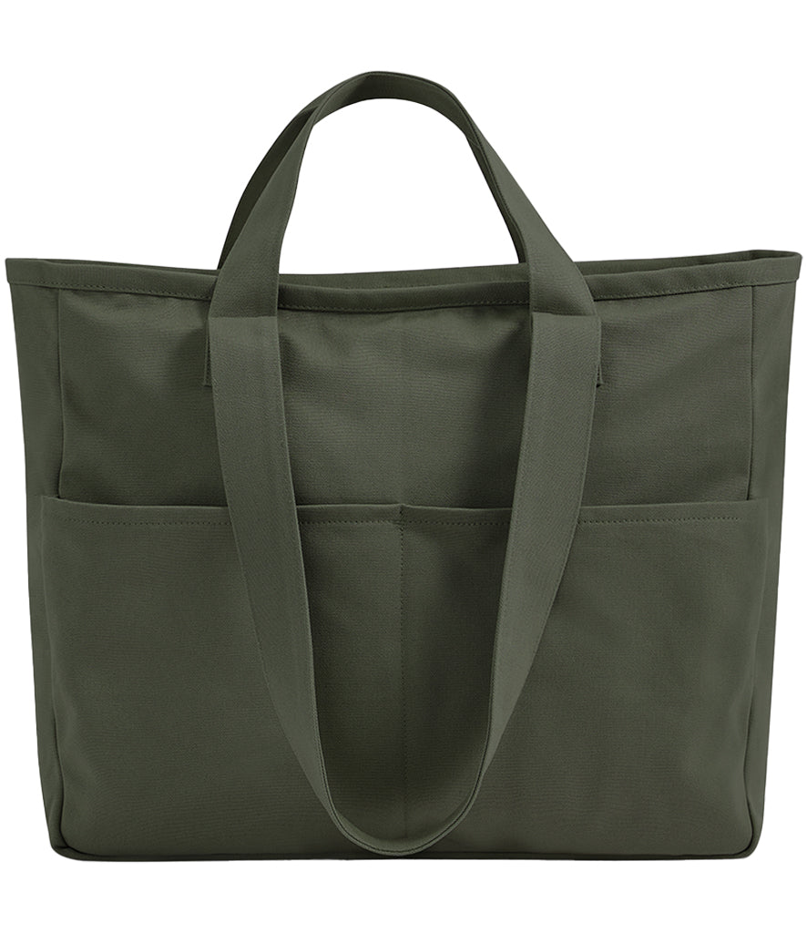 W604 Westford Mill Double Handle Cargo Pocket Tote Bag