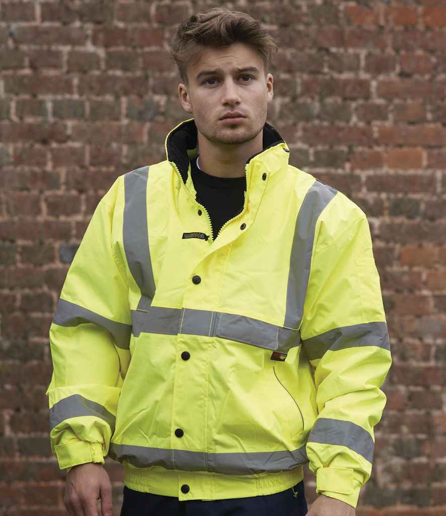 WR006 Warrior Hi-Vis Fleece Lined Bomber Jacket