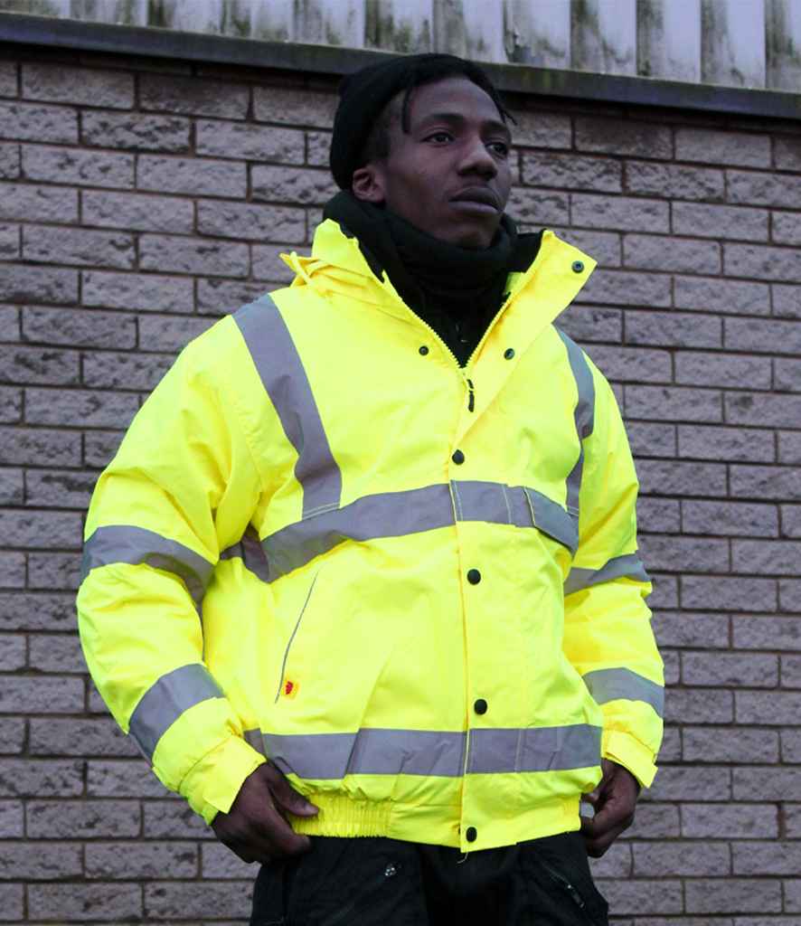 WR006 Warrior Hi-Vis Fleece Lined Bomber Jacket