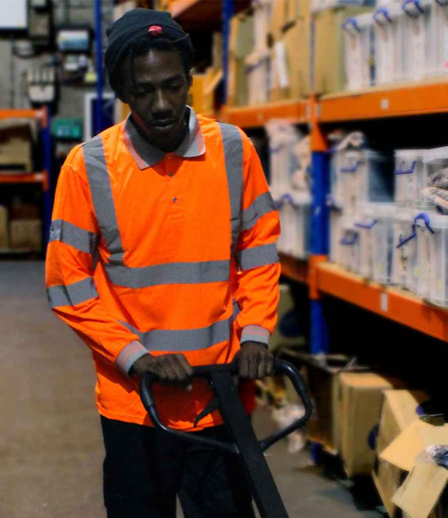 WR013 Warrior Hi-Vis Long Sleeve Polo Shirt