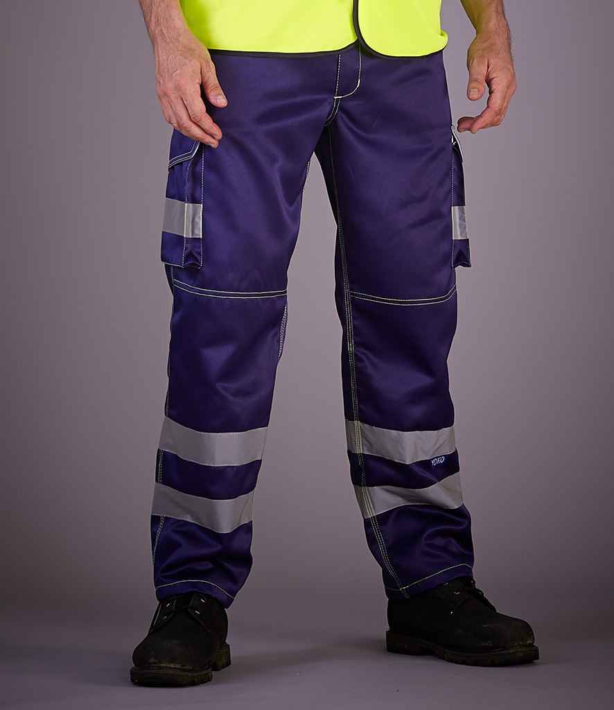 YK301 Yoko Hi-Vis Cargo Trousers with Knee Pad Pockets