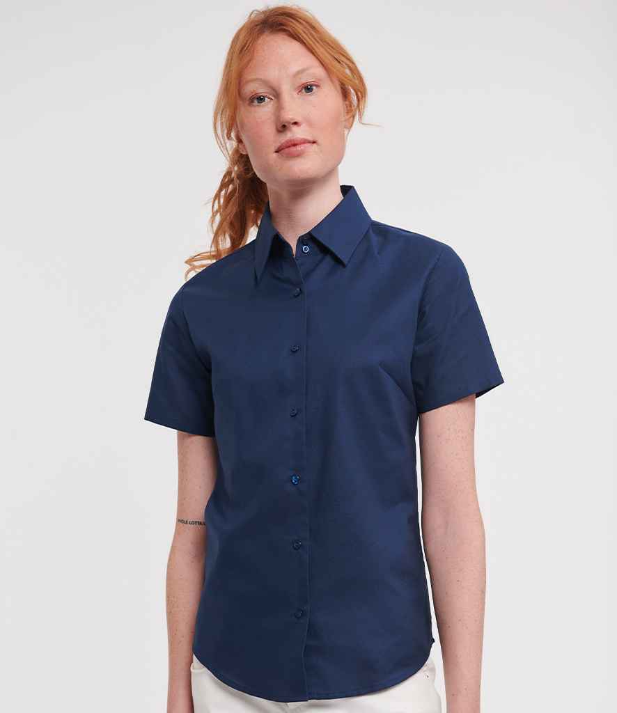 933F Russell Collection Ladies Short Sleeve Easy Care Oxford Shirt