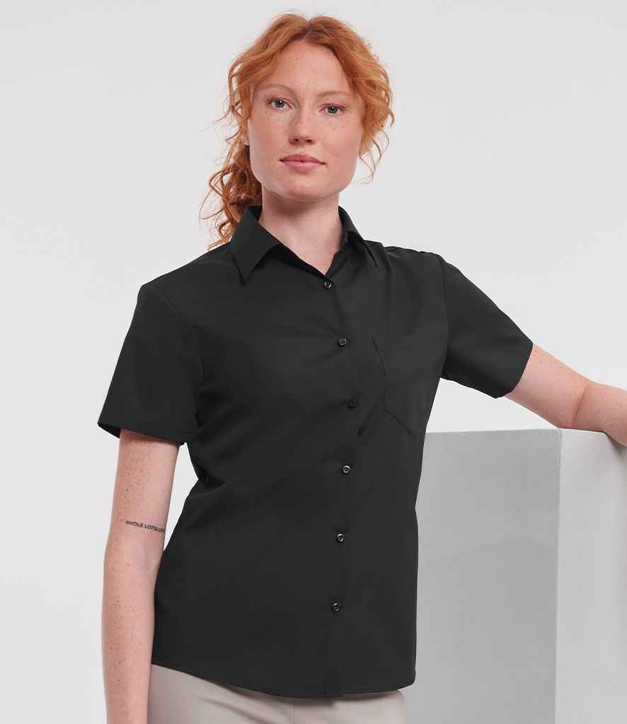 935F Russell Collection Ladies Short Sleeve Easy Care Poplin Shirt