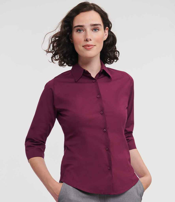 946F Russell Collection Ladies 3/4 Sleeve Easy Care Fitted Shirt