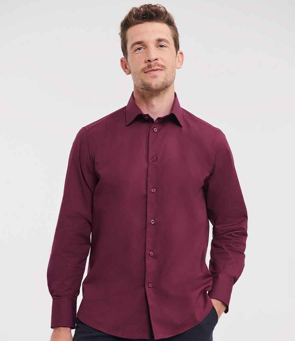 946M Russell Collection Long Sleeve Easy Care Fitted Shirt