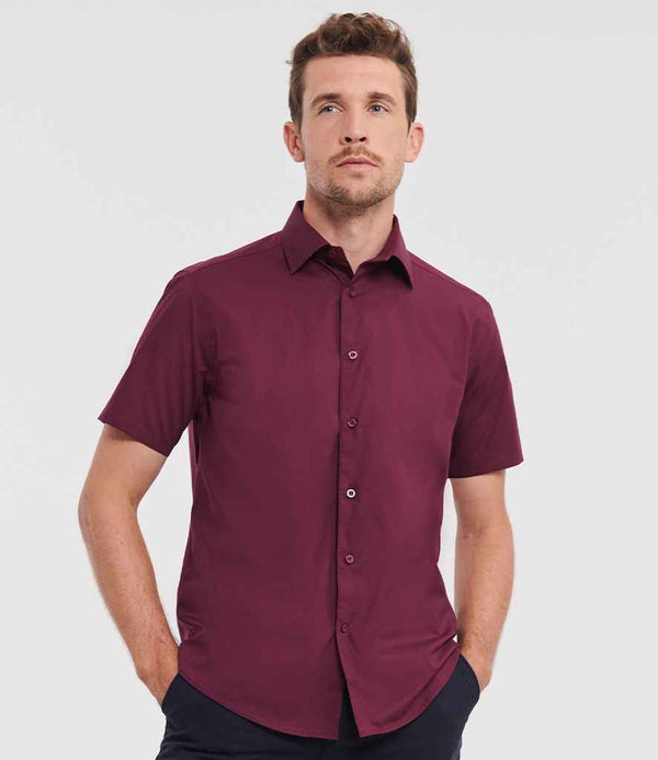947M Russell Collection Short Sleeve Easy Care Fitted Shirt