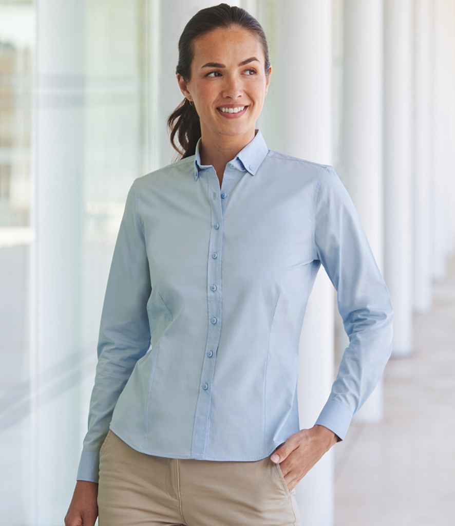H583 Henbury Ladies Long Sleeved Cotton Feel Coolplus® Shirt