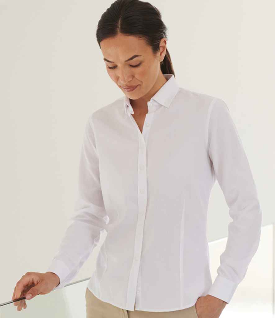 H583 Henbury Ladies Long Sleeved Cotton Feel Coolplus® Shirt