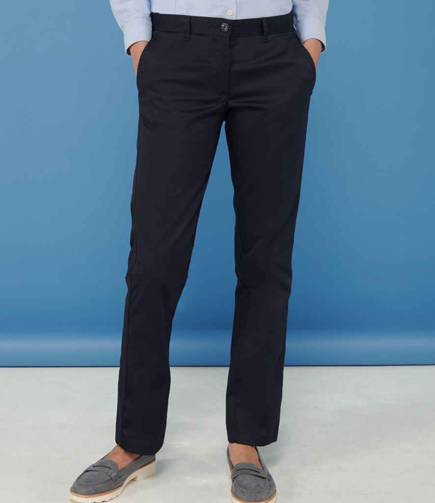 H641 Henbury Ladies 65/35 Flat Fronted Chino Trousers