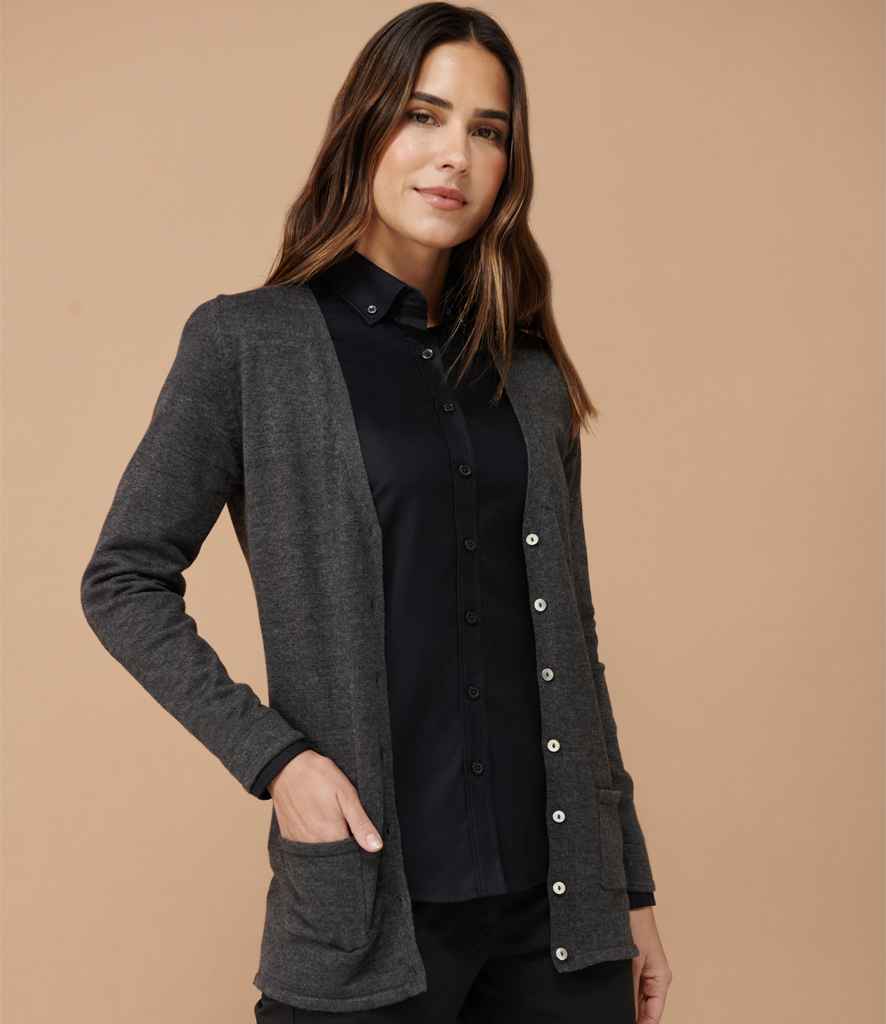 H723 Henbury Ladies Cotton Acrylic V Neck Cardigan