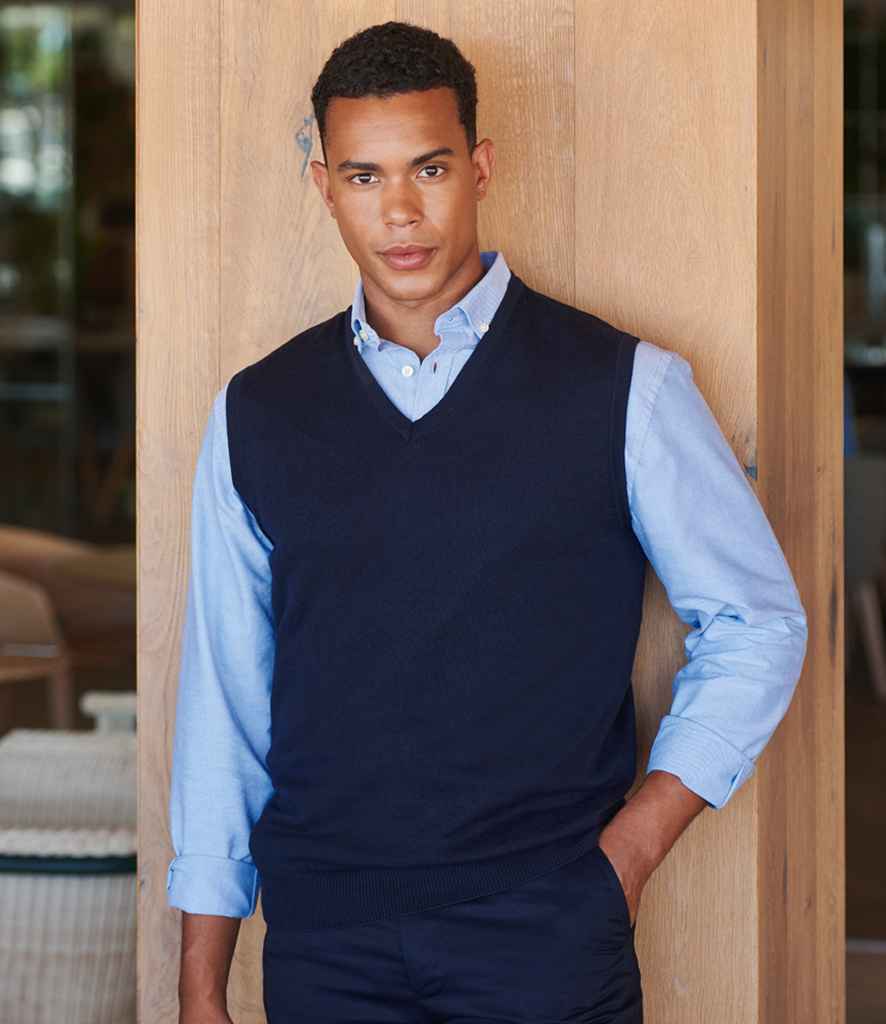 H724 Henbury Lightweight Sleeveless Cotton Acrylic V Neck Sweater