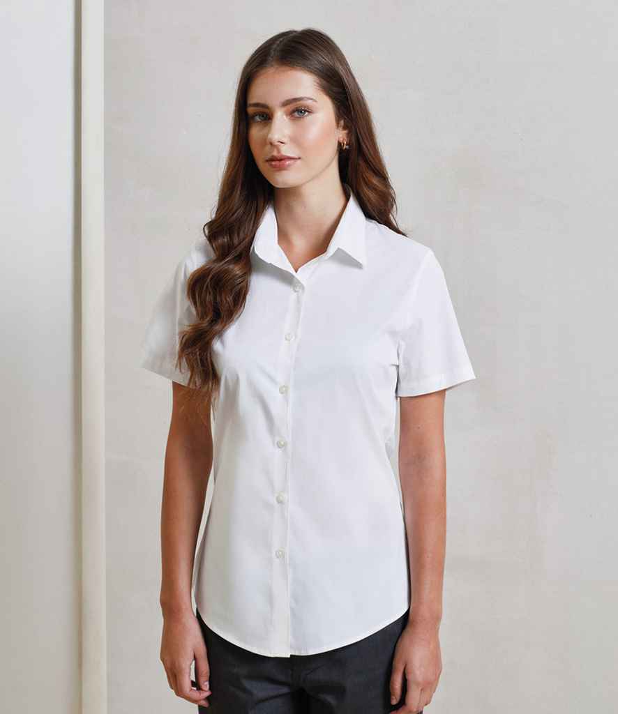 PR346 Premier Ladies Short Sleeve Stretch Fit Poplin Shirt