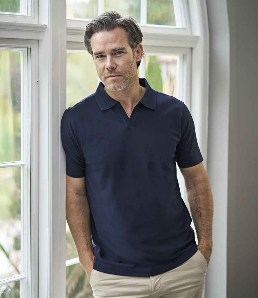 T1404 Tee Jays Luxury Stretch V Neck Polo Shirt