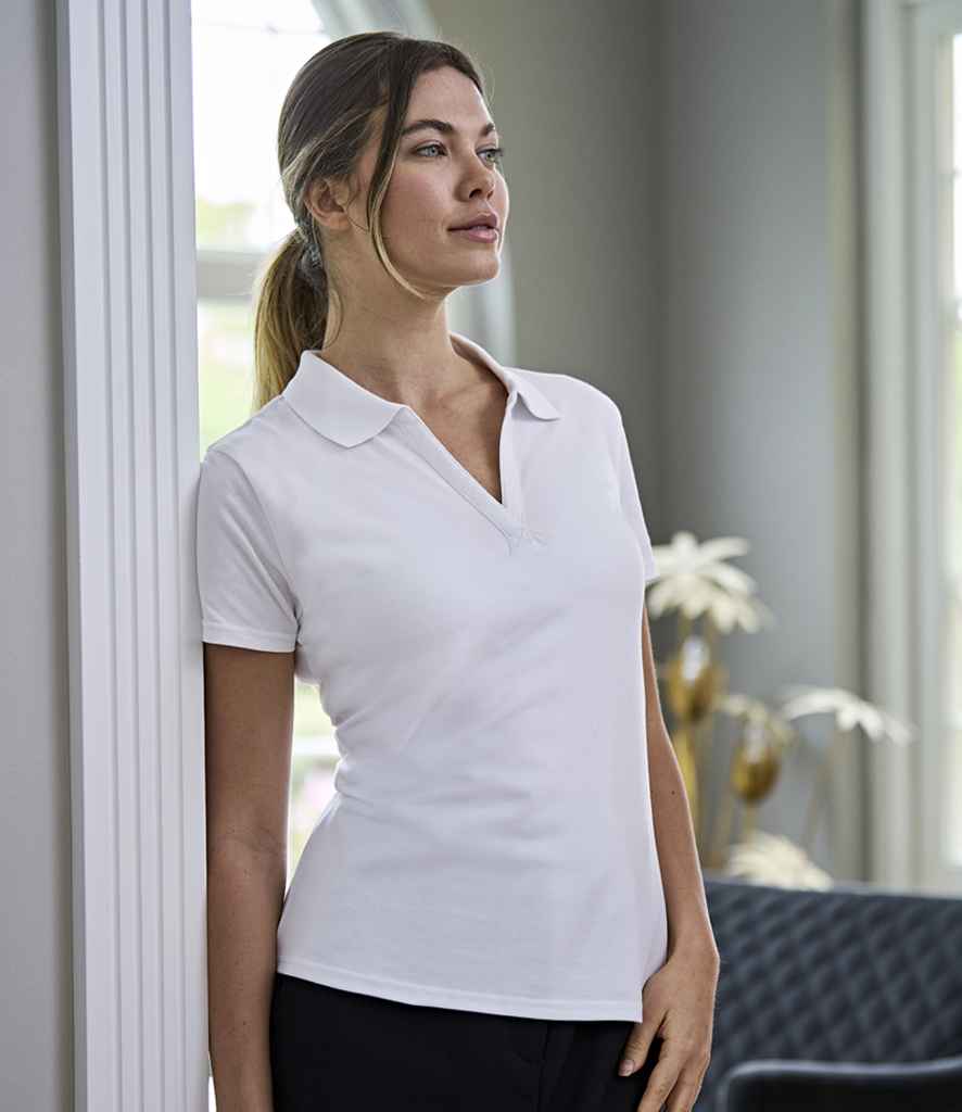 T1409 Tee Jays Ladies Luxury Stretch V Neck Polo Shirt